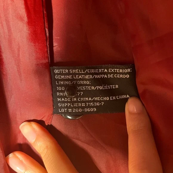 Worthington Black Leather Jacket with Red Lining - Picture 4 of 4